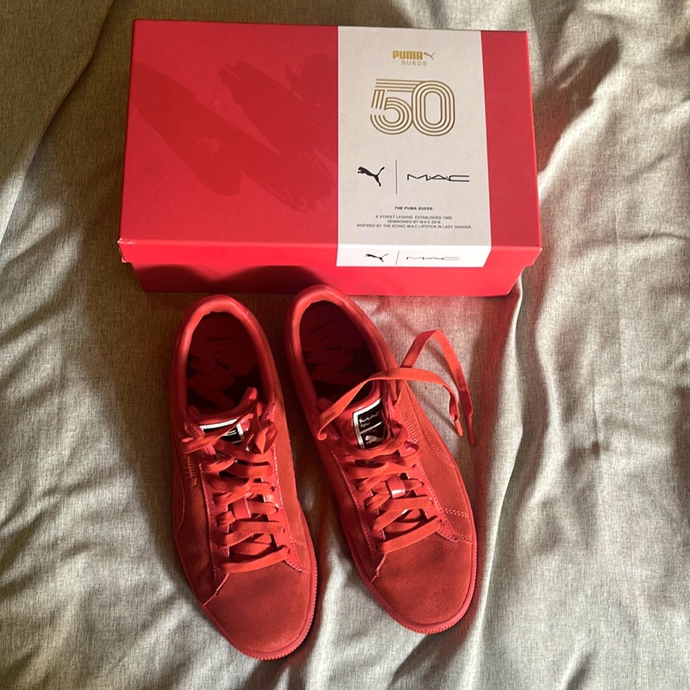 PUMA x MAC x FENTY Suede Sneakers in Lady Danger Shade Special Collaboration